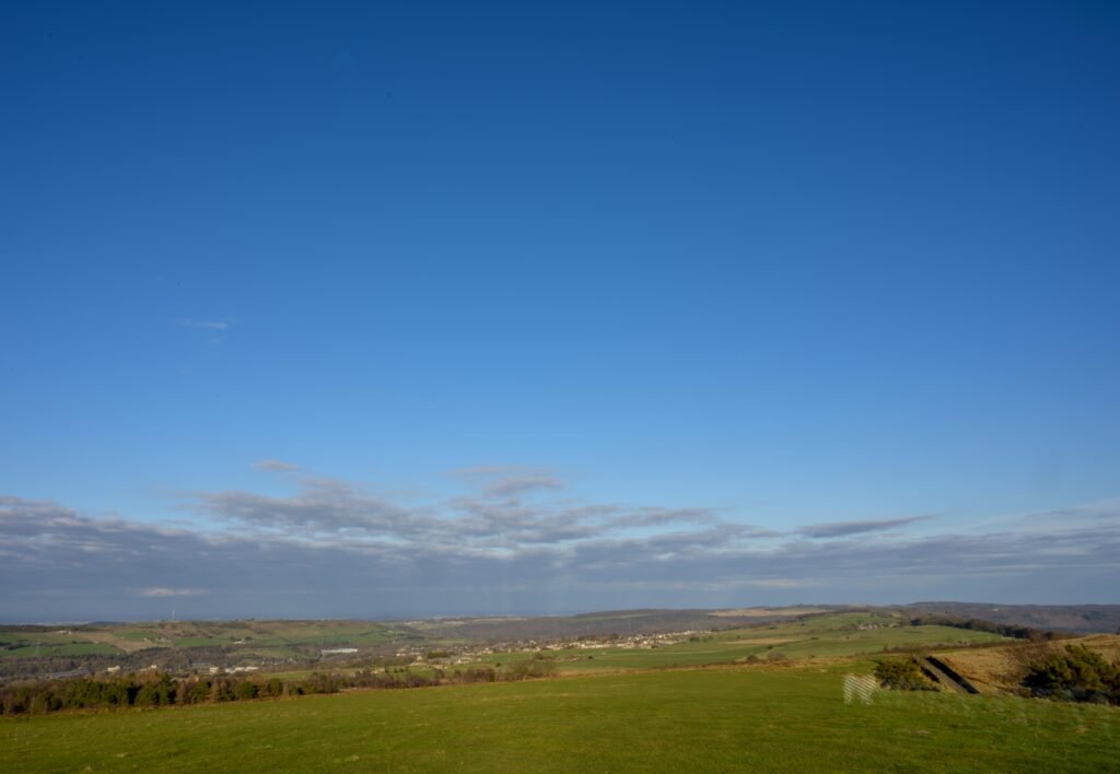 View of clouds and sky above fields