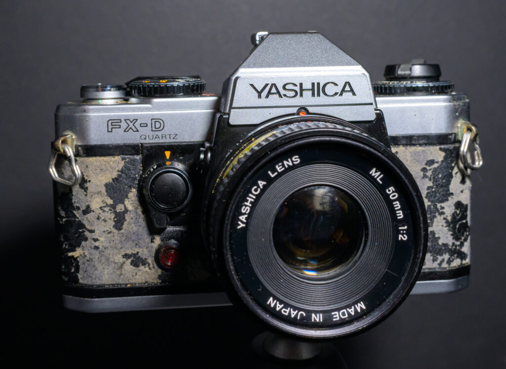Yashica FX-D camera with bad covering