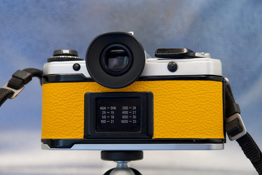 Yashica FX-D Quartz 35mm camera, rear view.