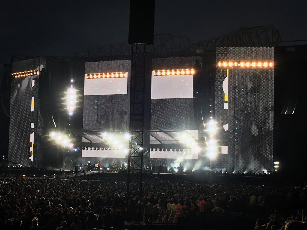 Outdoor concert photo, with no daylight.