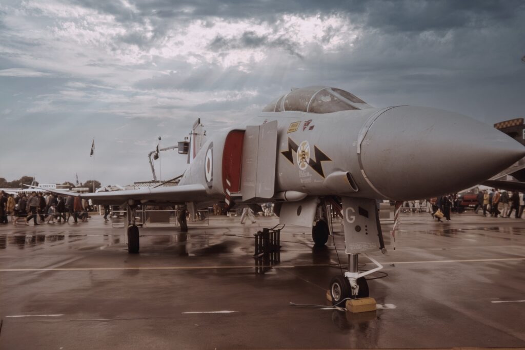 AI enhanced and de-spotted slide.  111 Squadron Phantom FGR.2 taken many moons ago. 