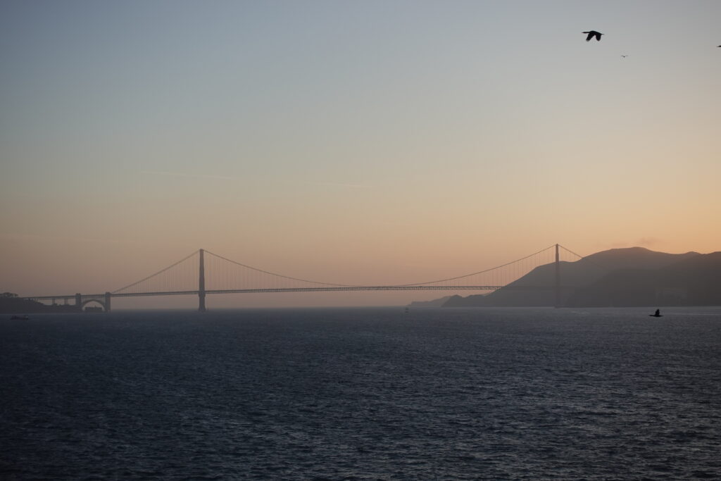 The Golden Gate Bridge at dusk